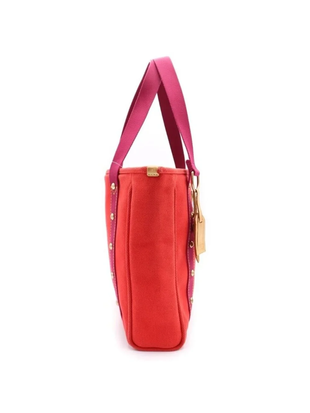 Louis Vuitton Antigua Cabas MM Rose Tote Red Canvas Gold